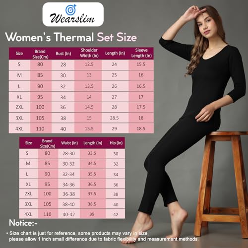 Image of Wearslim Women's Cotton Quilted Winter Lightweight Thermal Underwear for Women Long Johns Set with Fleece Lined Soft Warmer