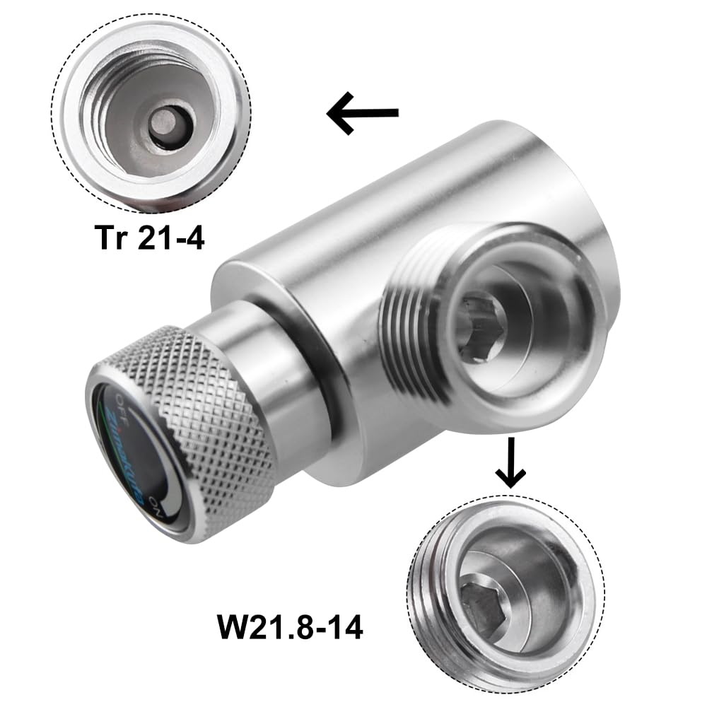 CHEVVY CO2 Zylinderadapter CO2 Zylinder CO2 Füllbehälter Druckminderer Selbst Gemachter Bierfassregler TR21-4 bis W21,8 Trapezgewinde Schnelladapter für CO2 Soda