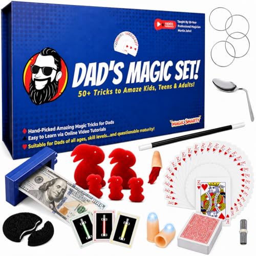 Dad’s Magic Set - 50 Awesome Tricks for Dads to Amaze the Whole Family - Easy to Learn - Video Tutorials by a Pro Magician - A Fun Gift for Dad or Grandpa for Father's Day, Birthdays and Christmas
