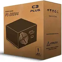 C3Tech - Fonte 200W ATX 20+4 Pinos PS-200V4 Cooler de funcionamento silencioso embutido, protecao interna contra Curto-Circuito, sobre tensao, sob corrente e sob potencia, Prata