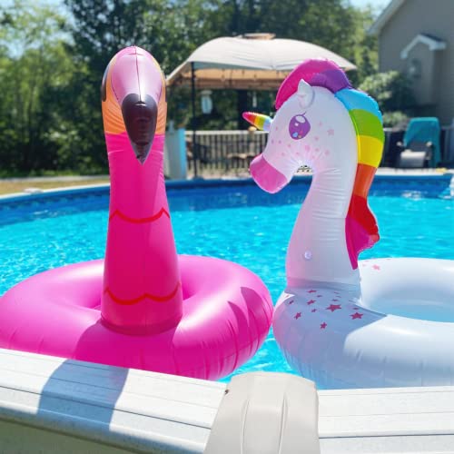 2 Pack Inflatable Unicorn Flamingo Pool Float, Fun Swim Tube Rings Floaties, Lake And Beach Floaty Summer Swimming Toy, Pool Float Raft Lounge For Adults… #TOP1