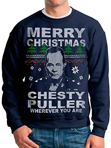 Ugly Christmas Sweater Chesty Puller Marine Corps Holiday Sweater Christmas Jumper Adult Mens Pullover