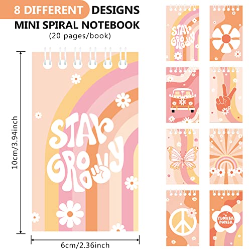 Faccito 24 Pcs Groovy Hippie Notebook Groovy Retro Hippie Boho Spiral Mini Notepad Groovy Party Pocket Notebook For Kid Hippie Boho Groovy Daisy Flower Birthday Party Classroom Supplies (Hippie Style) #TOP1