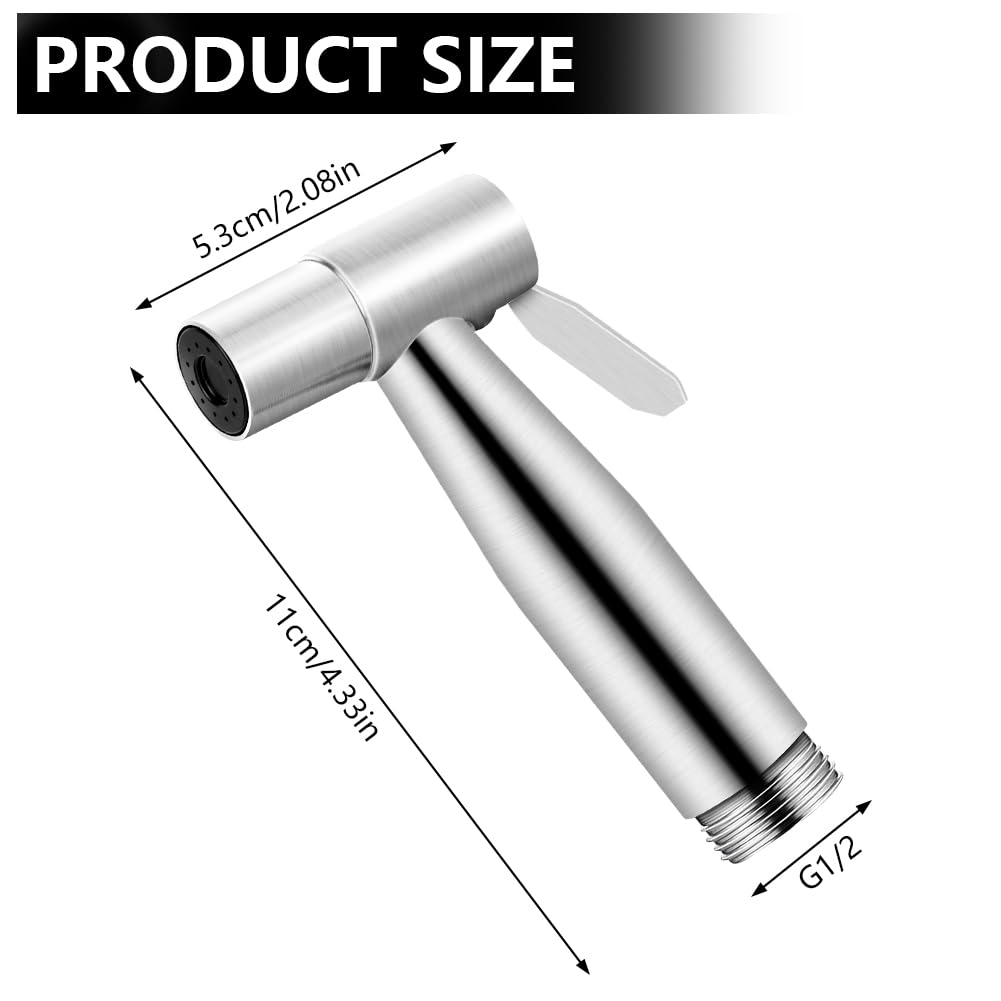 HOTUT Pulverizador para bidé de mano, Grifo para WC de Mano, Ducha Bidet Acero Inoxidable, Ducha Bidet para WC, Adecuado para Limpieza de Inodoros, Limpieza de Mascotas, Higiene Personal