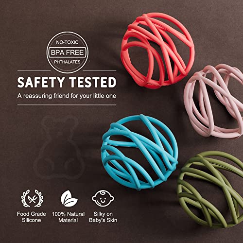 Baby-Sensory-Teether-Ball-Grasping-Activity-Infant-3-6M-Chew-Teething-Toy-Birthday-Maze-O-Ball-Toys-Heals-Aching-Gums-for-Newborn-Boys-and-Girls-Ages-6-12-Months-BPA-Free-Food-Grade-Safety-Silicone