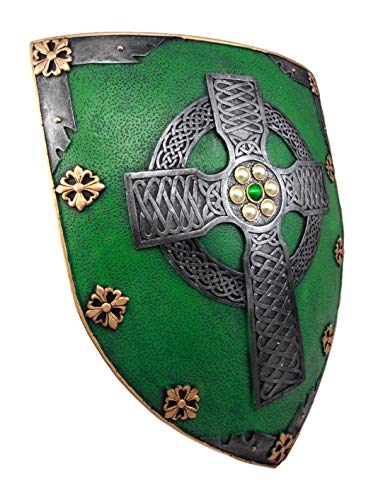 Ebros Gift Large Saint Patrick Celtic Warrior Faith Cross With Circle Ring Warriors Shield Wall Plaque Hanging Sculpture 18"Tall Decor Figurine Statue #TOP4