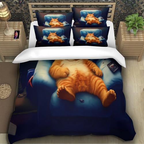Parure de lit chat 140x200 microfibre 3D housse couette single - 5