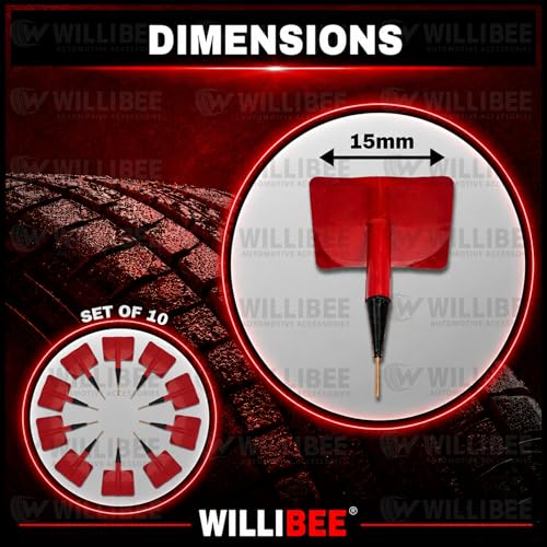 Image of WILLIBEE Mushroom Puncture Kit for Tubeless Tyre | Mushroom Puncher Kit for Bike & Car | Tire Puncher Repair Patches (15 MM, 10 Pcs)