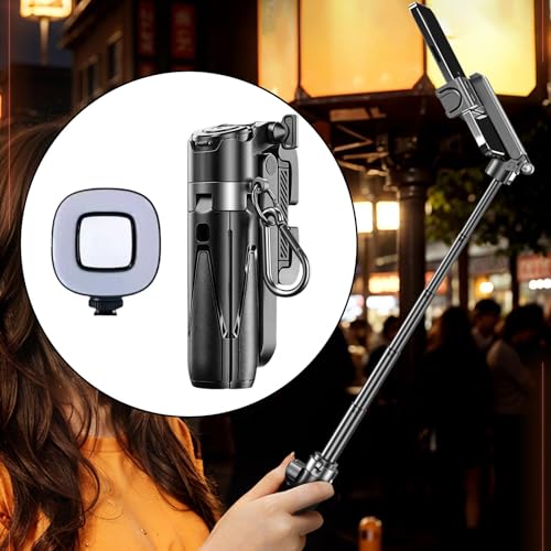 Soporte móvil robusto de aluminio con bastón extensible y batería recargable integrada 5
