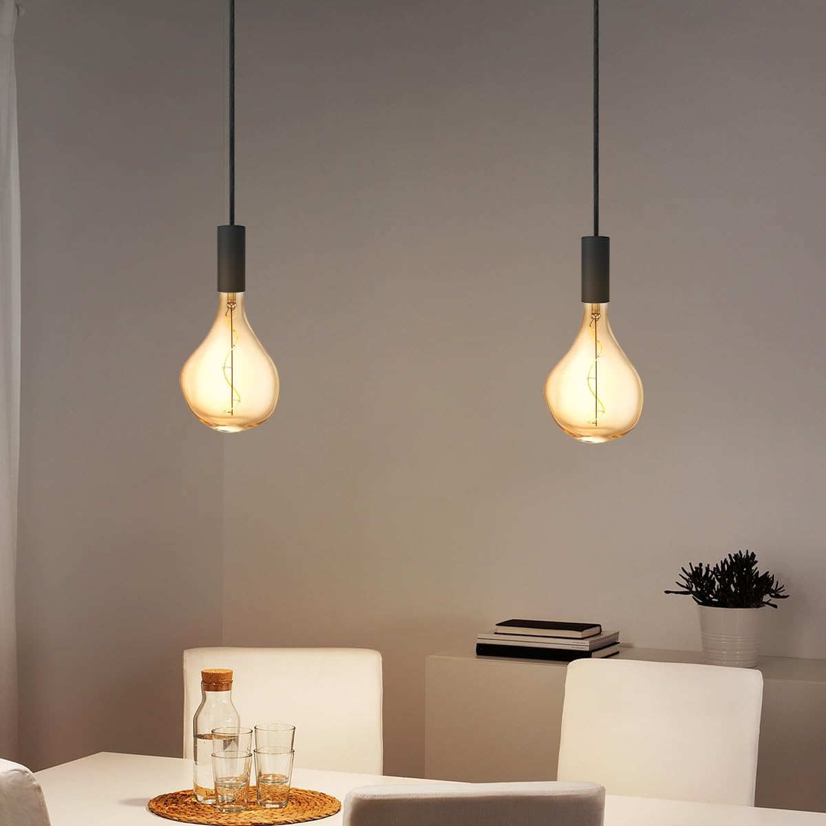 Home Sweet Home Edison Vintage E27 | LED-Filament-Leuchtmittel Flex | Blown LED-Lampe | Ambra | Dimmbar | 3W 180lm 2700K | warmweißes Licht | für E27-Fassungen