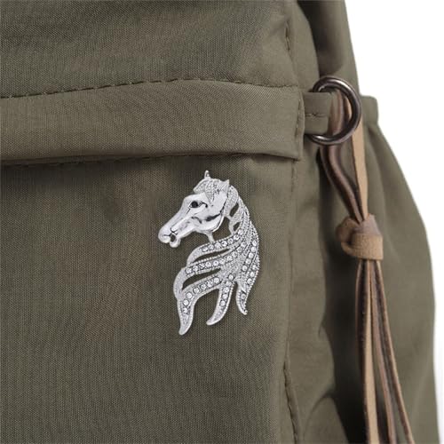 Image of Dreuyet Horse Brooch Pin Horse Racing Suit Lapel Pin for Women Men Rhinestone Antique Gold Horse Animal Brooch Clothing Outfits Accessory Jewelry