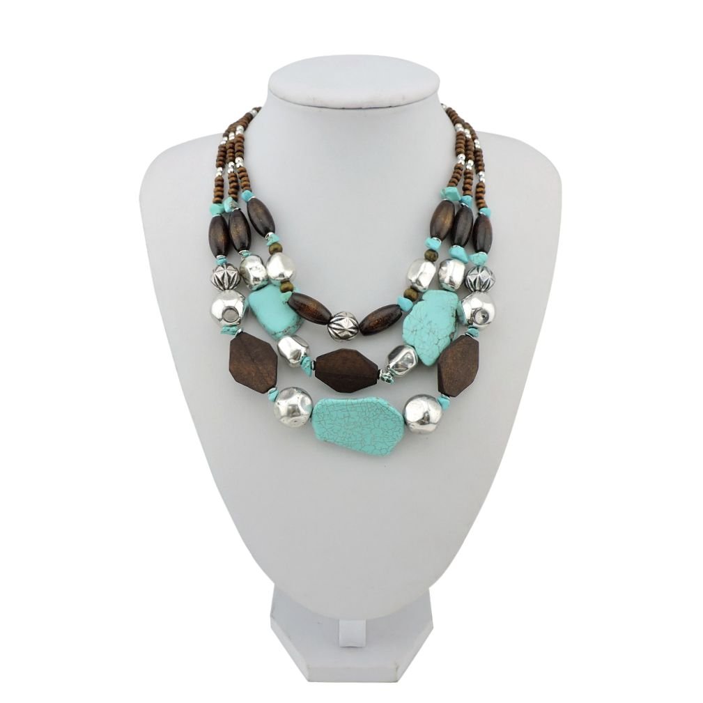 Bocar - Collana grossa con fili di turchese a strati personalizzati per regali da donna(NK-10124)