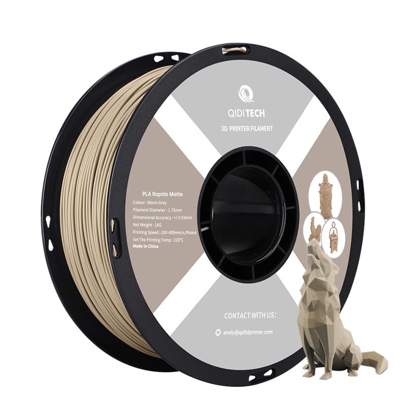 R QIDI TECHNOLOGY Matte PLA Filament 1.75mm, 3D Printer Filament Rapido 1kg Spool (2.2lbs), Suitable for Hyper Speed Printing, Fit Most FDM 3D