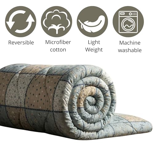 Image of Mafatlal 120 GSM Ultrasonic Comforter Single Bed | 90 x 60 Inches | Reversible AC Blanket | Soft Microfiber Quilt | Mist Gray