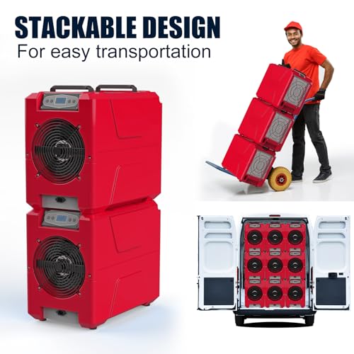 Image of Mounto 150 Pints Compact Commercial Dehumidifier, LGR Technology, Built-in Pump, ETL Certified, Ideal for Large Spaces, Water Damage Restoration, Industrial Use (Red)