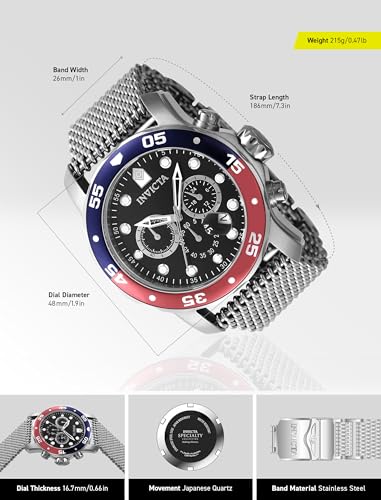Image of Invicta Pro Diver Men's Stainless Steel Quartz Movement Watch - 48 mm