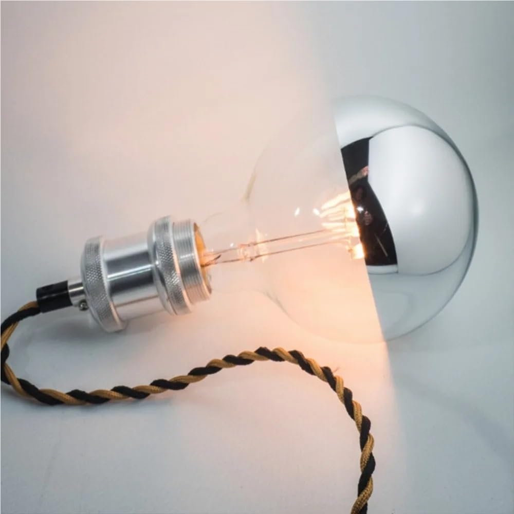 RZL Lighting, Paquete de 4, bombilla de filamento LED COB E27 AC220V 6W G95 lámpara de globo LED 2700K lámpara de espejo LED plateada regulable