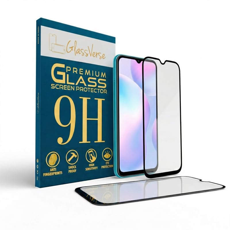 Image of GlassVerse 9H Gorilla Tempered Glass for Redmi 9i | HD Clarity Screen Protector, Ultra Strong 9H Protection, Edge to Edge, Case Friendly, Hassle-less Installation Kit Included. (Pack of 2)