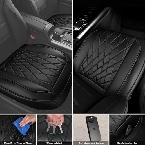 image for CAR PASS 2 Pack Leather Front Car Seat Covers, Bottom Seat Covers Full