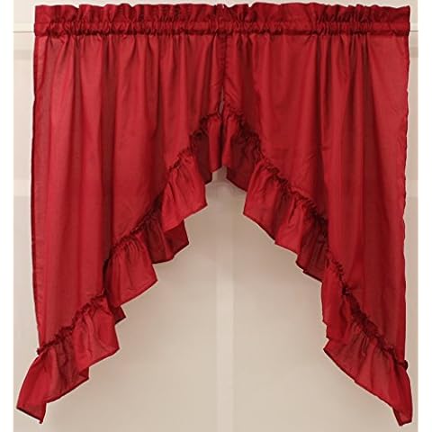 The_Curtain_Shop Stacey Solid Swag Pair 60Wx38L Red Cover