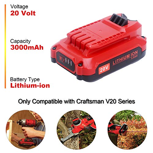 ELEFLY 2 Pack 20V 3.0Ah Lithium Battery for Craftsman V20 Tools