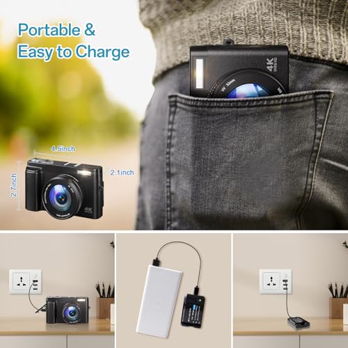 Cámara Digital 4K 48MP con Zoom 16x y Pantalla Plegable - Imagen 8