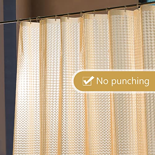 Image of NTBAY EVA Semi-Transparent Clear Shower Curtain with Yellow Checkered, Water-Repellent Liner with 3 Magnets for Bathroom, 72x72 Inches