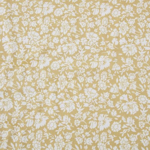 Image of Laura Ashley - Queen Size Sheet Set, Crisp & Lightweight Cotton Percale Bedding with Fitted Sheet and Pillowcases, Floral Room Decor, Deep Pocket, College Dorm Room Essentials (Heirloom Ditzy Yellow)