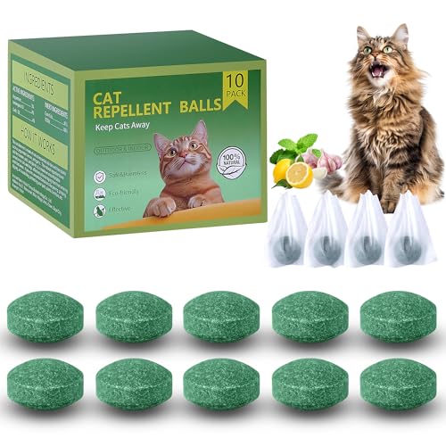 LHNVXF 10 Pack Cat Deterrent Outdoor, Natural Peppermint Oil Cat Deterrent Outdoor Indoor, Peppermint Oil Formula to Help Discourage Cats from Gardens, Furniture & Lawns