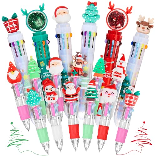 Stylos à bille multicolores 10 en 1 parfaits pour cadeaux de Noël et fêtes de fin d'année