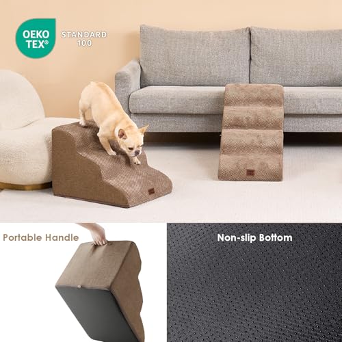 image for EHEYCIGA Curved Dog Stairs Ramp for Small Dogs 15.7