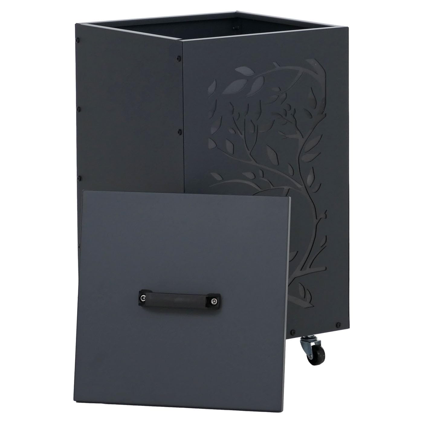 Mendler Contenitore per Pellet HWC-Q30 stoccaggio conservazione Pellet, con setaccio Filtro e rotelle 64x36x36cm - Antracite