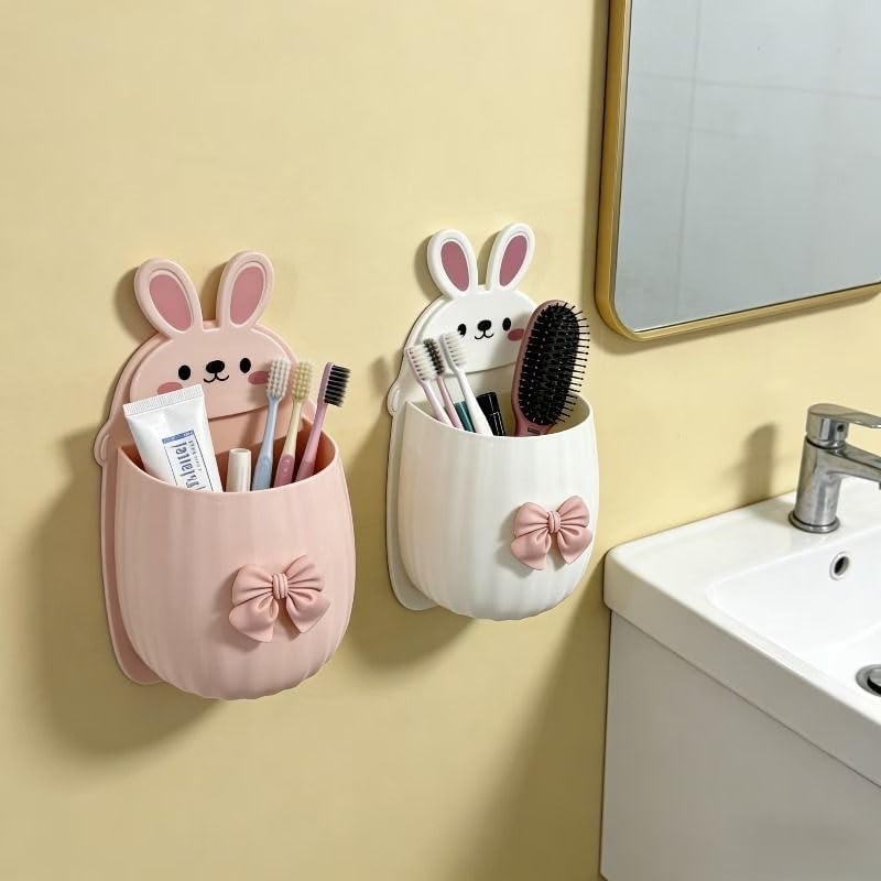 Image of Toothbrush Holder Wall Mounted, Tooth Brushes Holder, Toothbrush Holders for Bathroom, Brush Holder for Bathroom Wall Mounted (RABIT Toothbrush Holder Pack of 1)