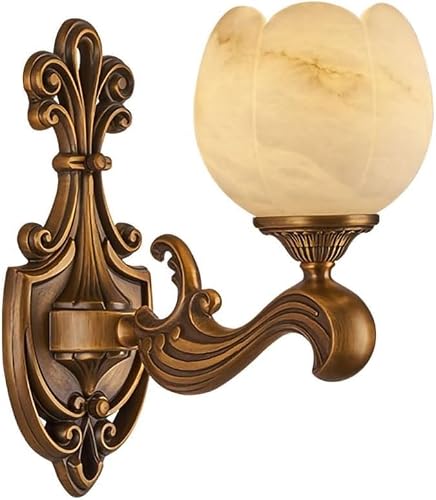 Cwcqgh Light Retro Copper Marble Wall Lamp For Living Room, Bedroom Study And Corridor E27 Socket Craftsmanship