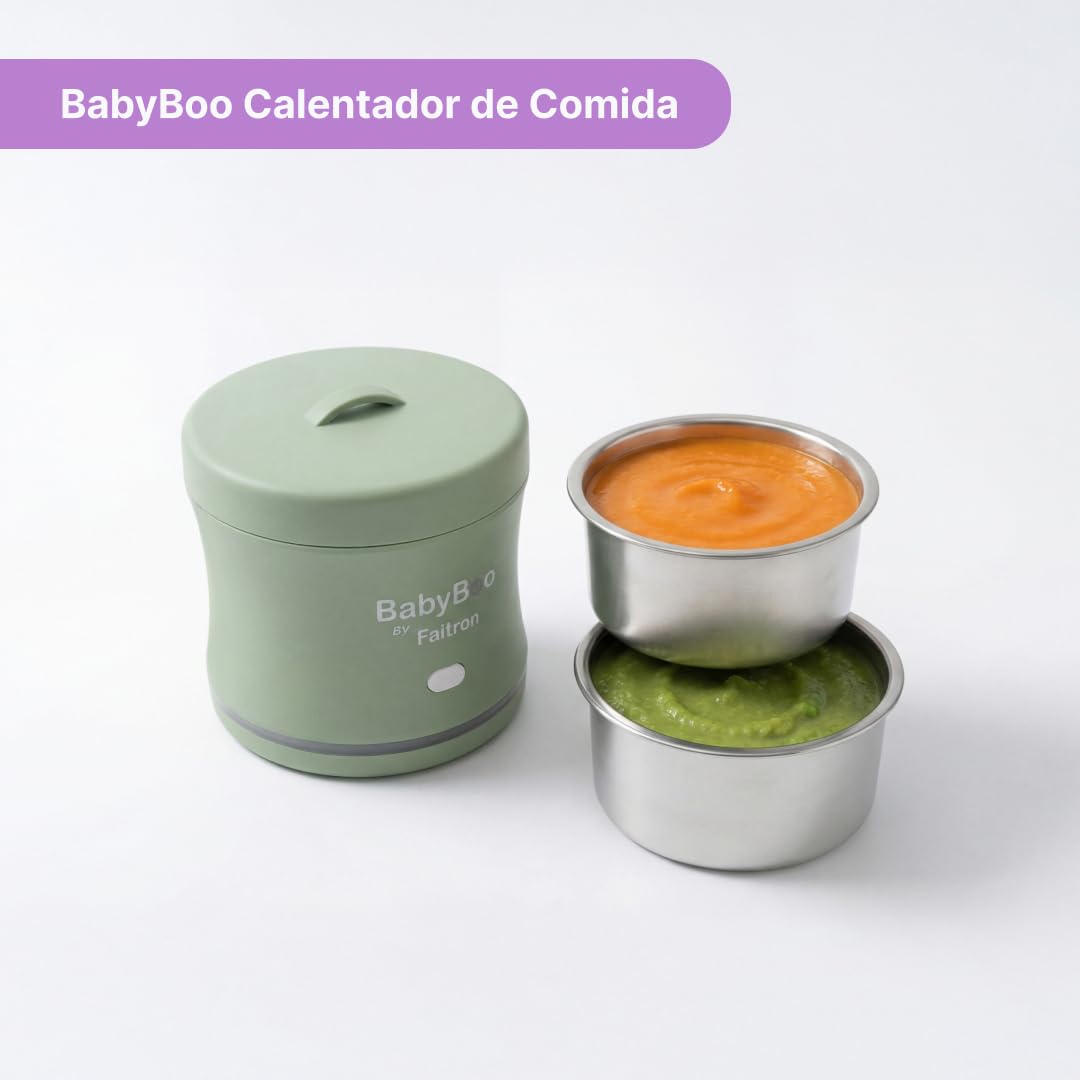BABYBOO Calentador de biberón portátil - Calentador de biberón y alimentos para bebés con batería, control a través de aplicación, calentamiento rápido 70 W, anillo LED, hasta 45 °C, bandeja extraíble