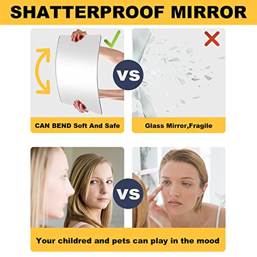 Image of JEOYOO Wall Square Mirror, Full Length Thick 1 /8 inch, 12 inch x 12 inch, Unbreakable Fitness Silver Mirror for Home, Gym, Plexiglass Makeup Mirror Tiles, Full Body Workout Wall Mirror, Over The Door
