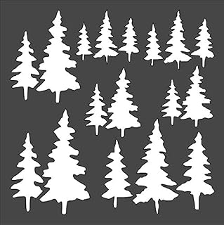 Field of Trees Logo Stencil Reusable Sturdy Flexible Clear Plastic 1-5.5x5.5 in Arts and Crafts Material Scrapbooking for Airbrush Painting Drawing