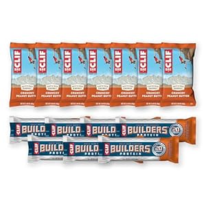 CLIF BAR and CLIF Builders – Variety Pack – Crunchy Peanut Butter and Chocolate Peanut Butter – Energy Bars and Protein Bars – Non-GMO – Plant Based – 2.4 oz. (14 Count)