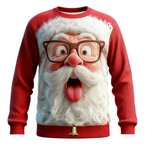 HELLORSOON Pull Moche De Noel Homme Pull de Noel Homme Noel 3D Rigolo Femme Pere Noel Renne Dre Le Ugly Christmas Jumper Cerf Sweat Shirt