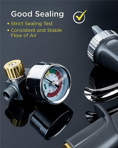 InoKraft D1 LVLP Spray Gun Premium Kit & Air Compressor Regulator