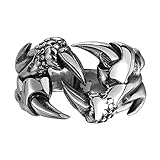 Fashion Creative Dragon Claw Men Titanium Steel Ring Retro Punk Style Mens Ring Size 8 -11 (8)