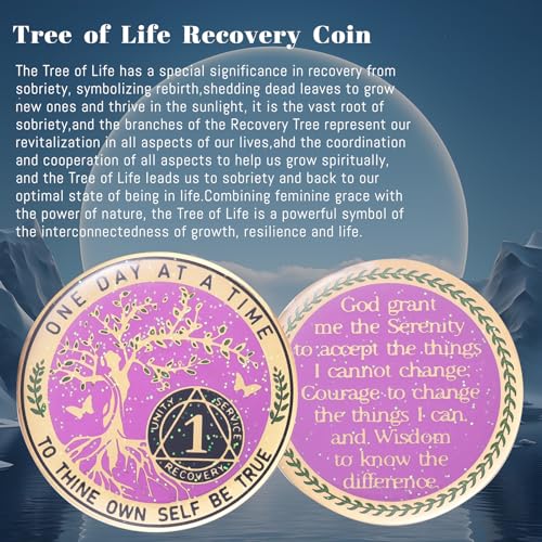 one year sobriety coin aa chips and medallions sobriety coin for women tree of life recovery coins anniversary token sobriety gifts alcoholics anonymous gift - to thine own self be true