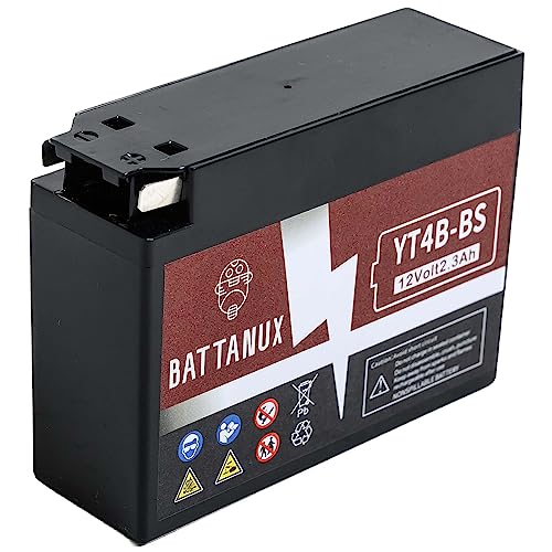 Battanux YT4B-BS Battery & Motorcycle Battery Sealed SLA/AGM 12V2.3Ah ATV/UTV/Snowmoble/Motor bike Battery Maintenance Free & No tools for installation & Advanced Technology & Environmental