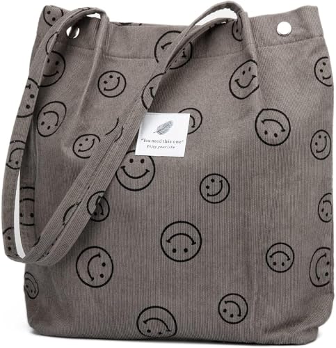 Image of Street27 Korean Canvas Corduroy Tote Bag Casual Work Shoulder Handbags | Multi-Purpose Bag |Sturdy Canvas Bag with Large Capacity | Shopping Bag for Office, College & Daily Use