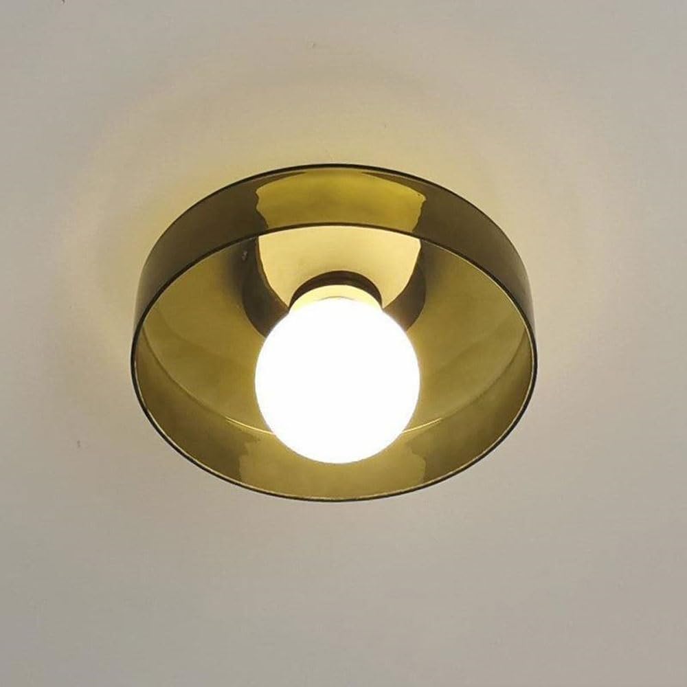 NHPJFDC Semi Flush Mount Ceiling Light Mid Century Modern Green Shade Milk Glass Globe Nordic Round Fixture Close to Ceiling Lamp for Hallway Entryway Bedroom Kitchen E26 Base