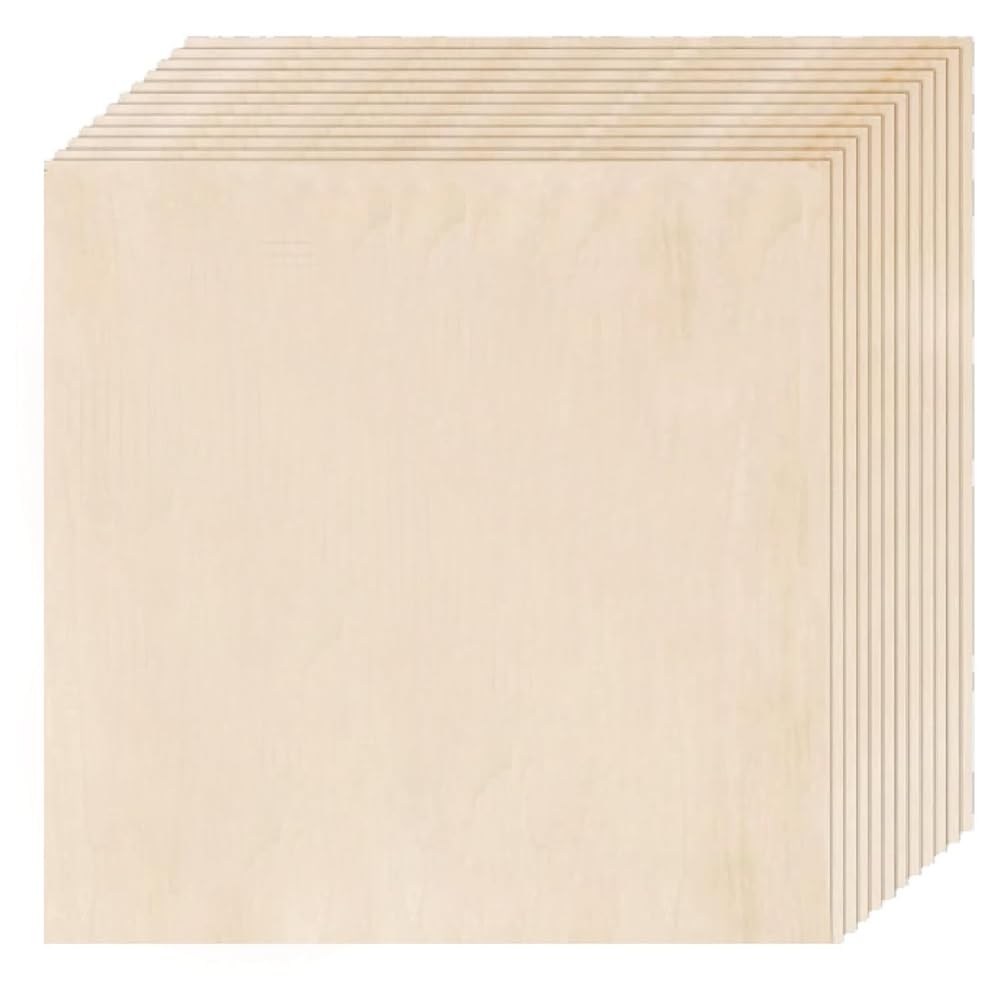 CTRLZS Basswood Sheets 12 Pack,12x12x1/8Inch Plywood Sheets,3mm Basswood for Cutting, Engraving Blanks,Drawing