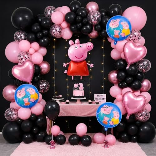 Image of WP WANNA PARTY Pep-Pa Pig Balloons Set Of 5 For Kids Theme Party, Birthday Foil Balloons For Birthday Decoration Items