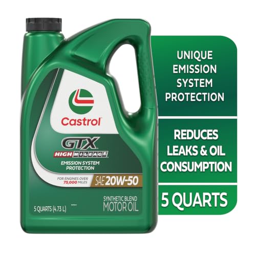 Image of Castrol GTX High Mileage 20W-50 Synthetic Blend Motor Oil, 5 Qt, Pack of 3