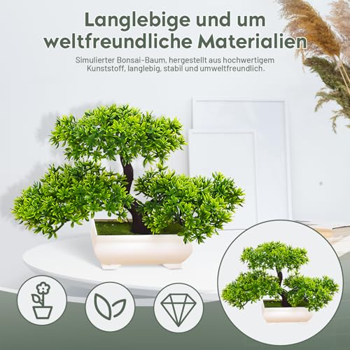 Künstlicher Bonsai-Baum, kleine Kunstpflanzen, Unterhaltungsdekoration, eingetopfte japanische Kiefern-Kunstpflanzen für Kamin, Badezimmer, Wohnzimmer – Bild 3