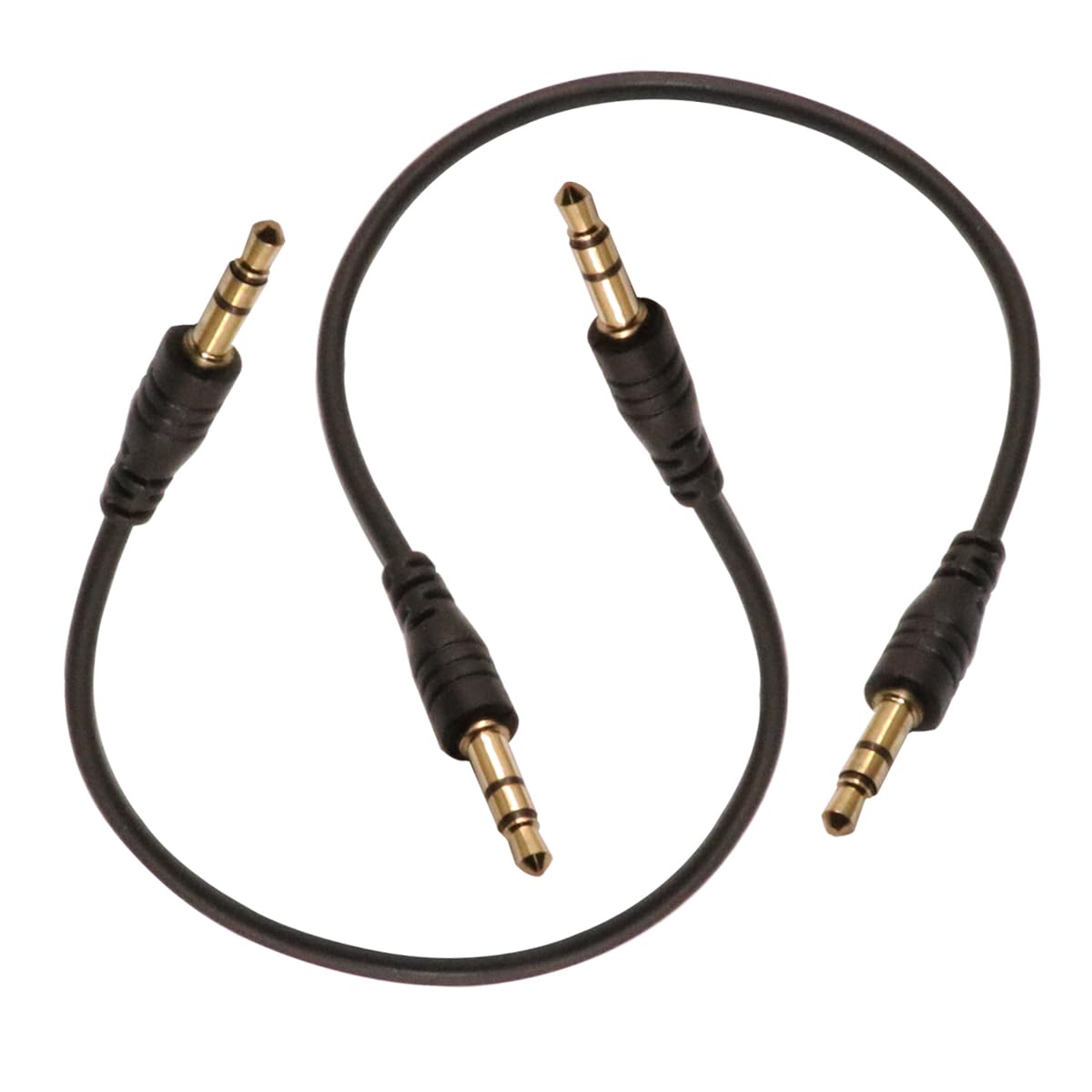ZJKJHJY 3.5mm Male to Male Audio Cable, 195mm Length, Gold-Plated Connectors, 2-Pack, Black